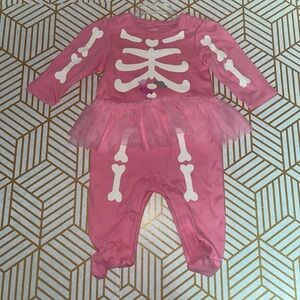 Carters Just One You Halloween Skeleton Pink Romper with attached tutu 3 months